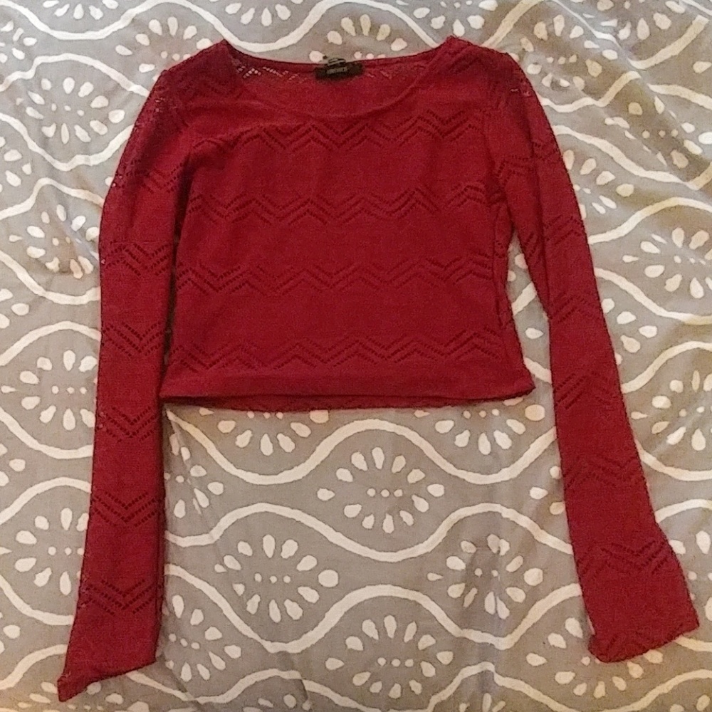 Red cropped long sleeve